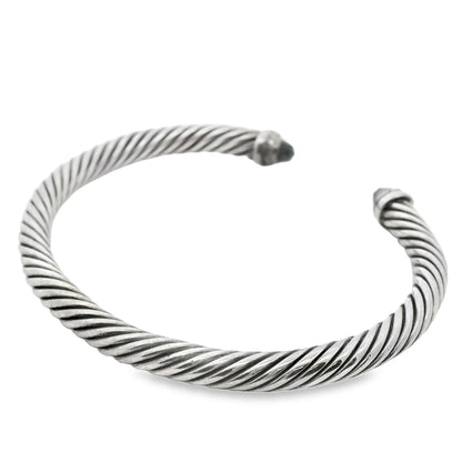 David Yurman Sterling Silver Classic Cable Bracelet with Black Onyx and Diamonds