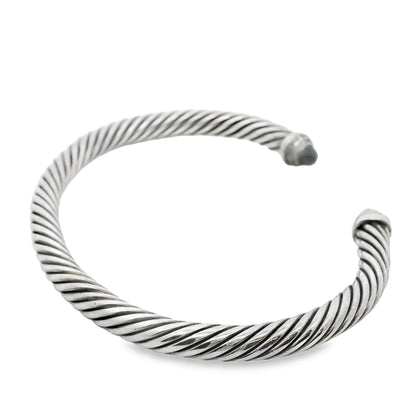 David Yurman Sterling Silver Classic Cable Bracelet with Black Onyx and Diamonds