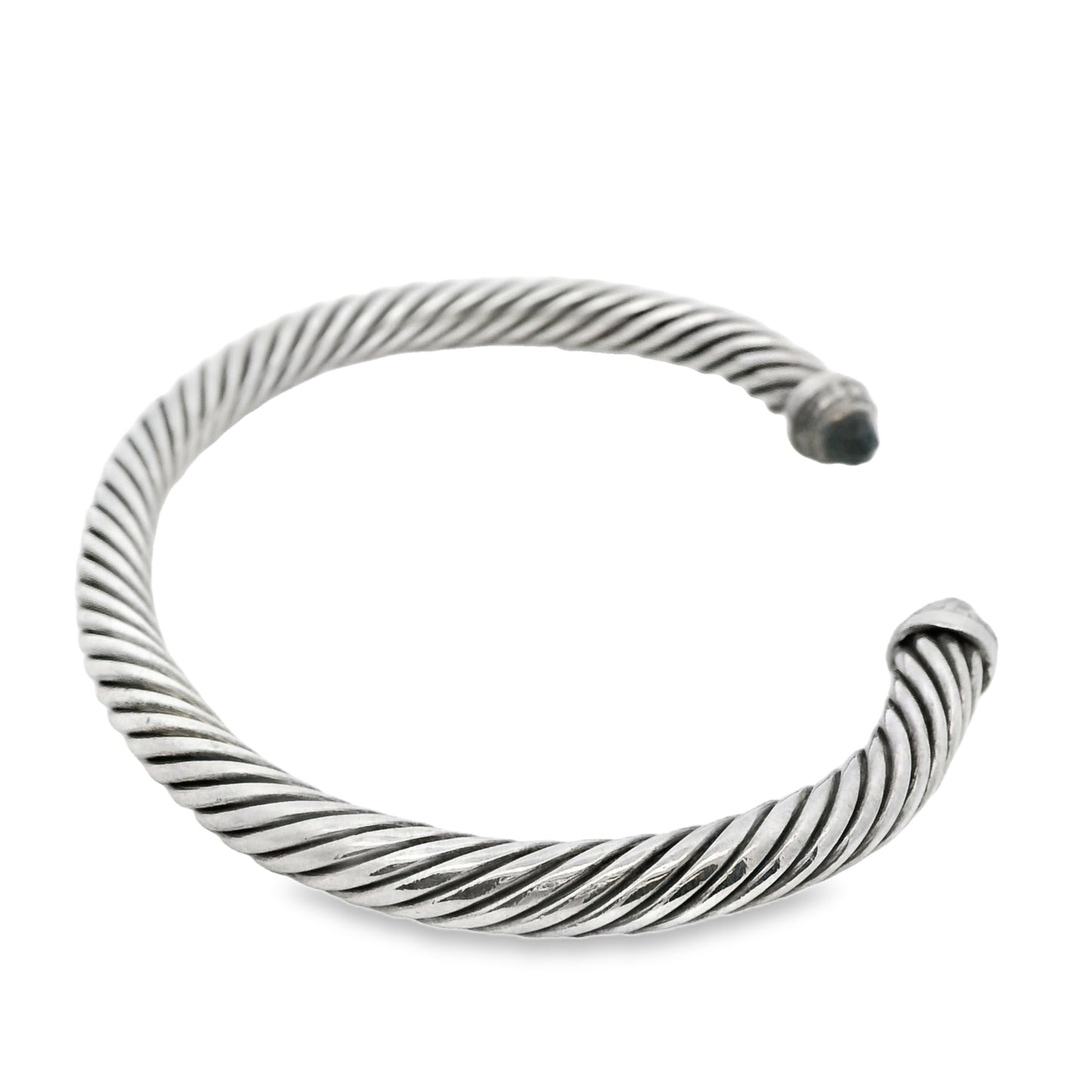 David Yurman Sterling Silver Classic Cable Bracelet with Black Onyx and Diamonds