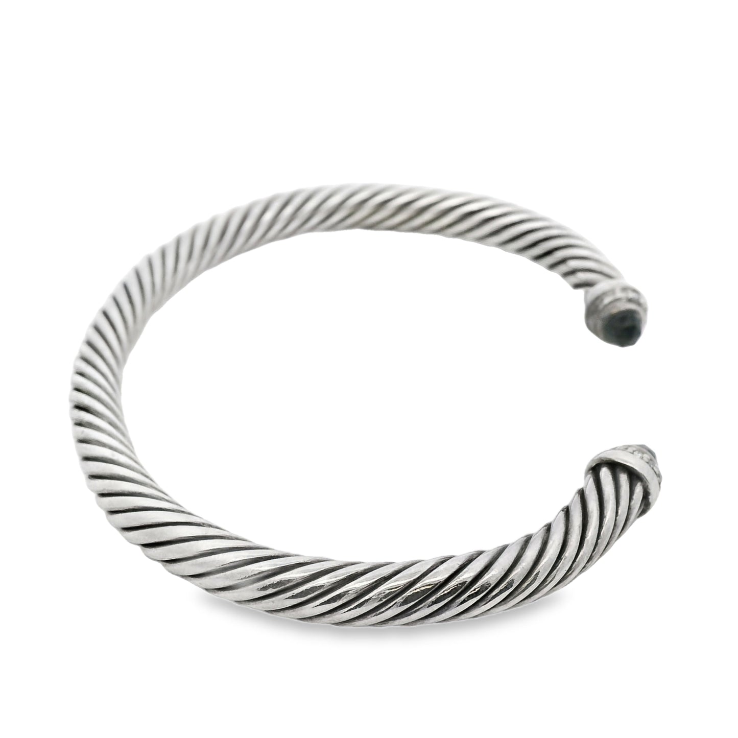 David Yurman Sterling Silver Classic Cable Bracelet with Black Onyx and Diamonds