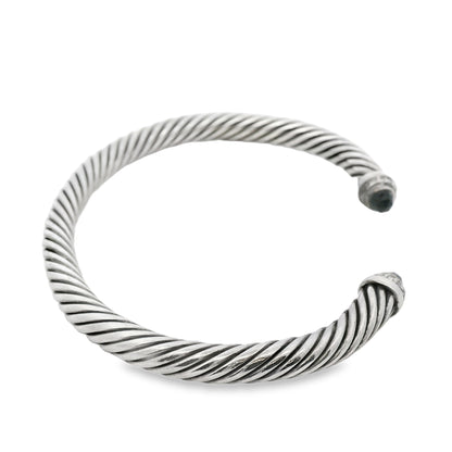 David Yurman Sterling Silver Classic Cable Bracelet with Black Onyx and Diamonds