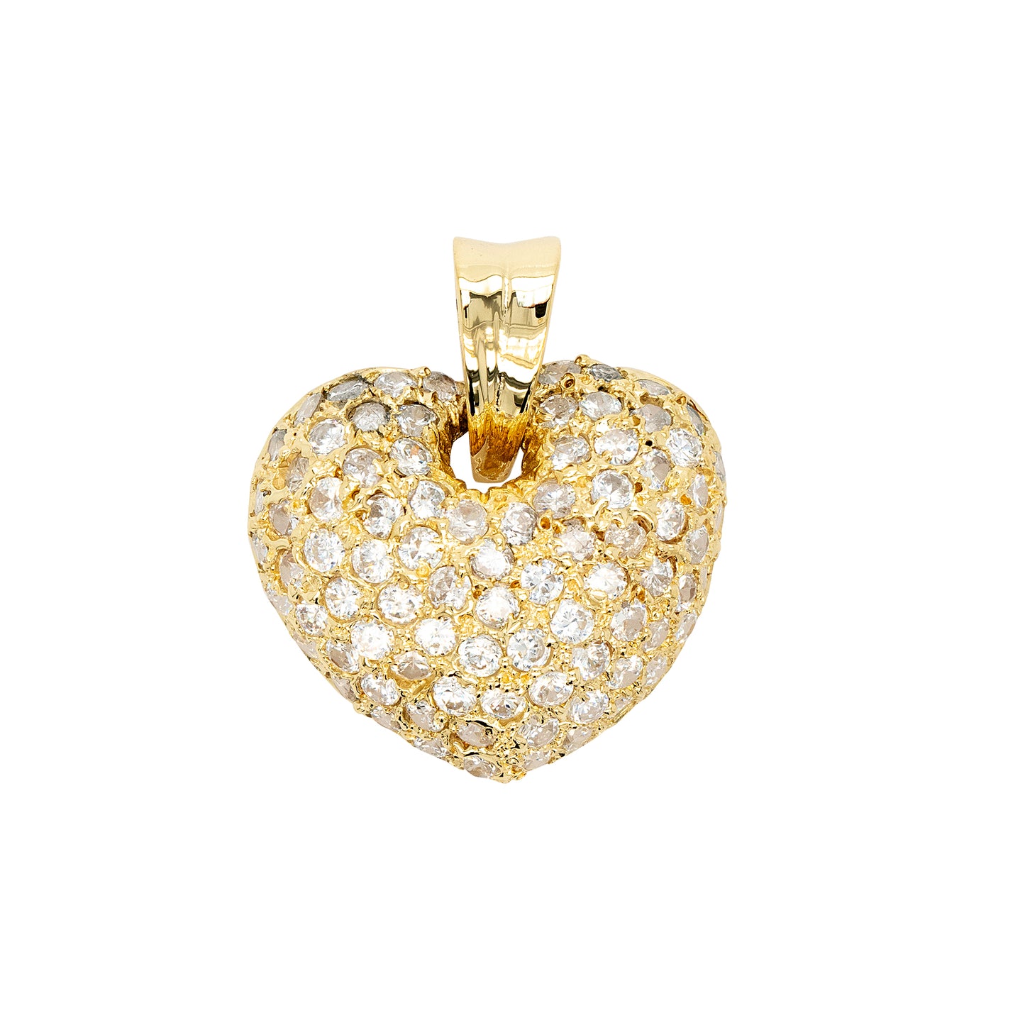 18k Yellow Gold 1.26ctw Round Brilliant Natural Diamond Heart Pendant