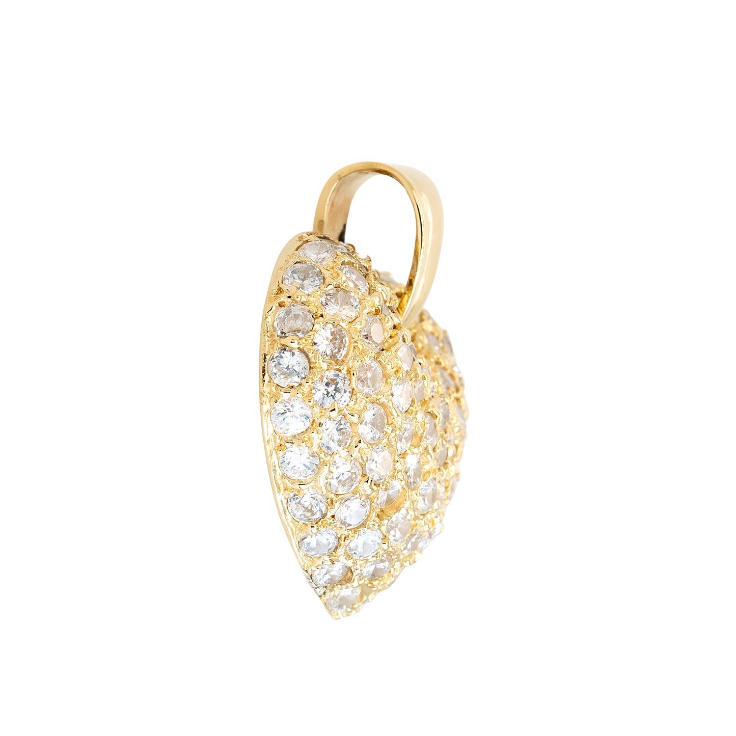 18k Yellow Gold 1.26ctw Round Brilliant Natural Diamond Heart Pendant