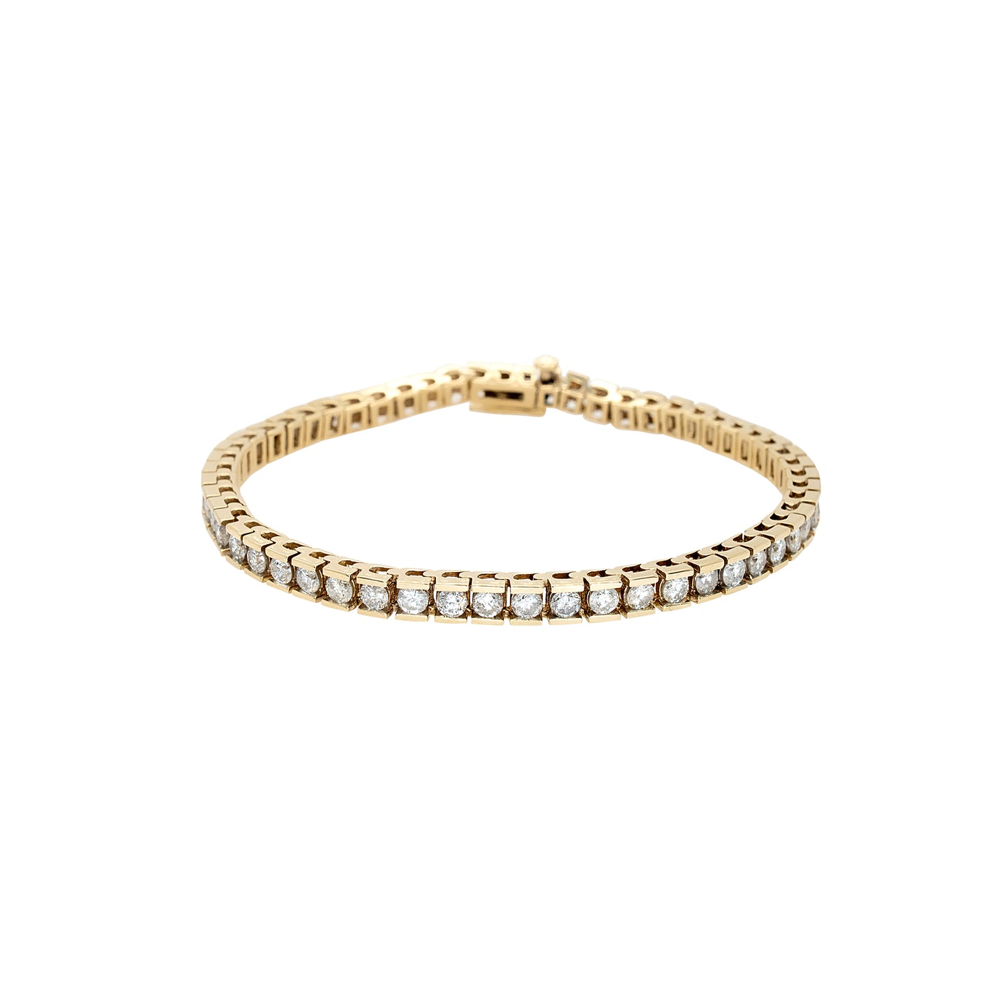 14k Yellow Gold 1.75ctw Round Brilliant Natural Diamond Tennis Bracelet