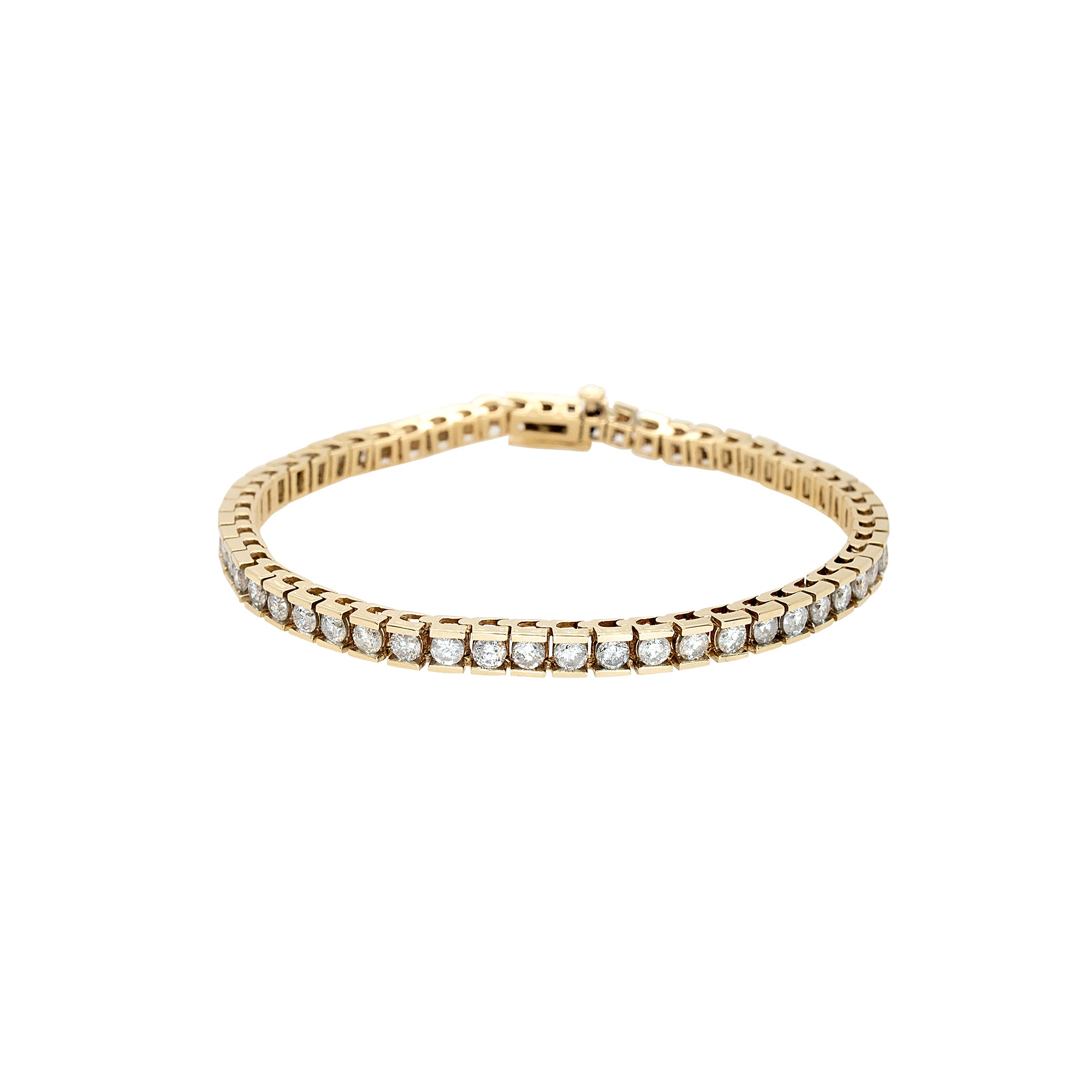 14k Yellow Gold 1.75ctw Round Brilliant Natural Diamond Tennis Bracelet
