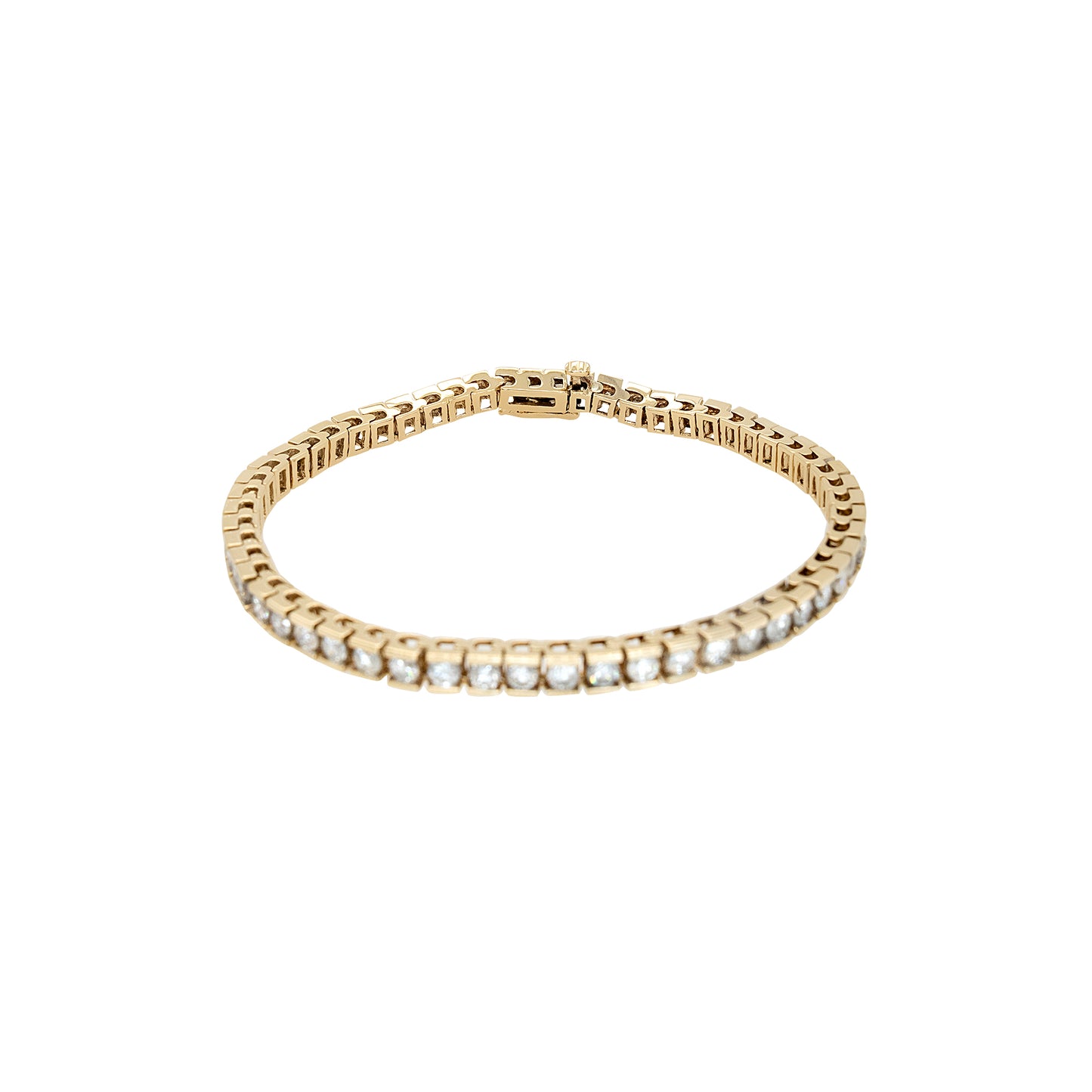 14k Yellow Gold 1.75ctw Round Brilliant Natural Diamond Tennis Bracelet