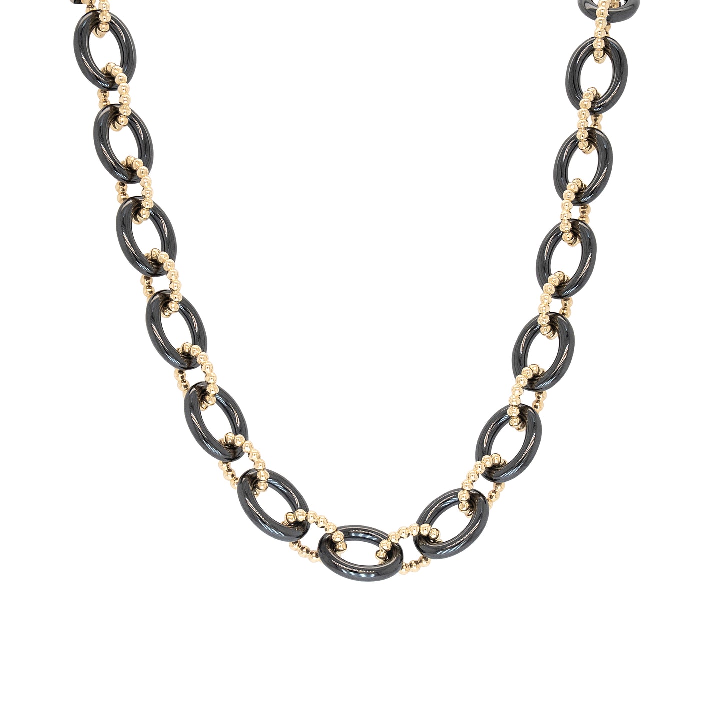 Gabriel & Co. 14k Yellow Gold and Black Oval Ceramic Chain Necklace