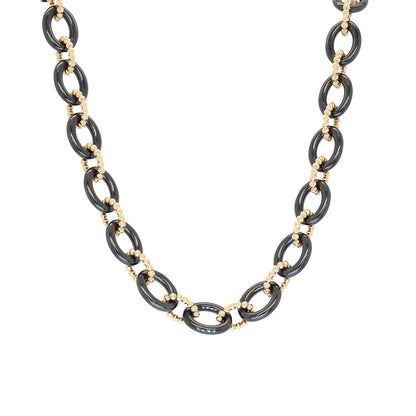 Gabriel & Co. 14k Yellow Gold and Black Oval Ceramic Chain Necklace