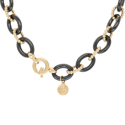 Gabriel & Co. 14k Yellow Gold and Black Oval Ceramic Chain Necklace