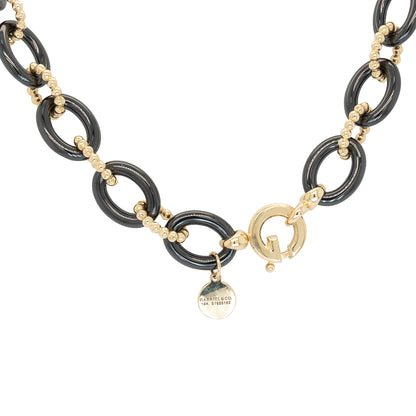 Gabriel & Co. 14k Yellow Gold and Black Oval Ceramic Chain Necklace