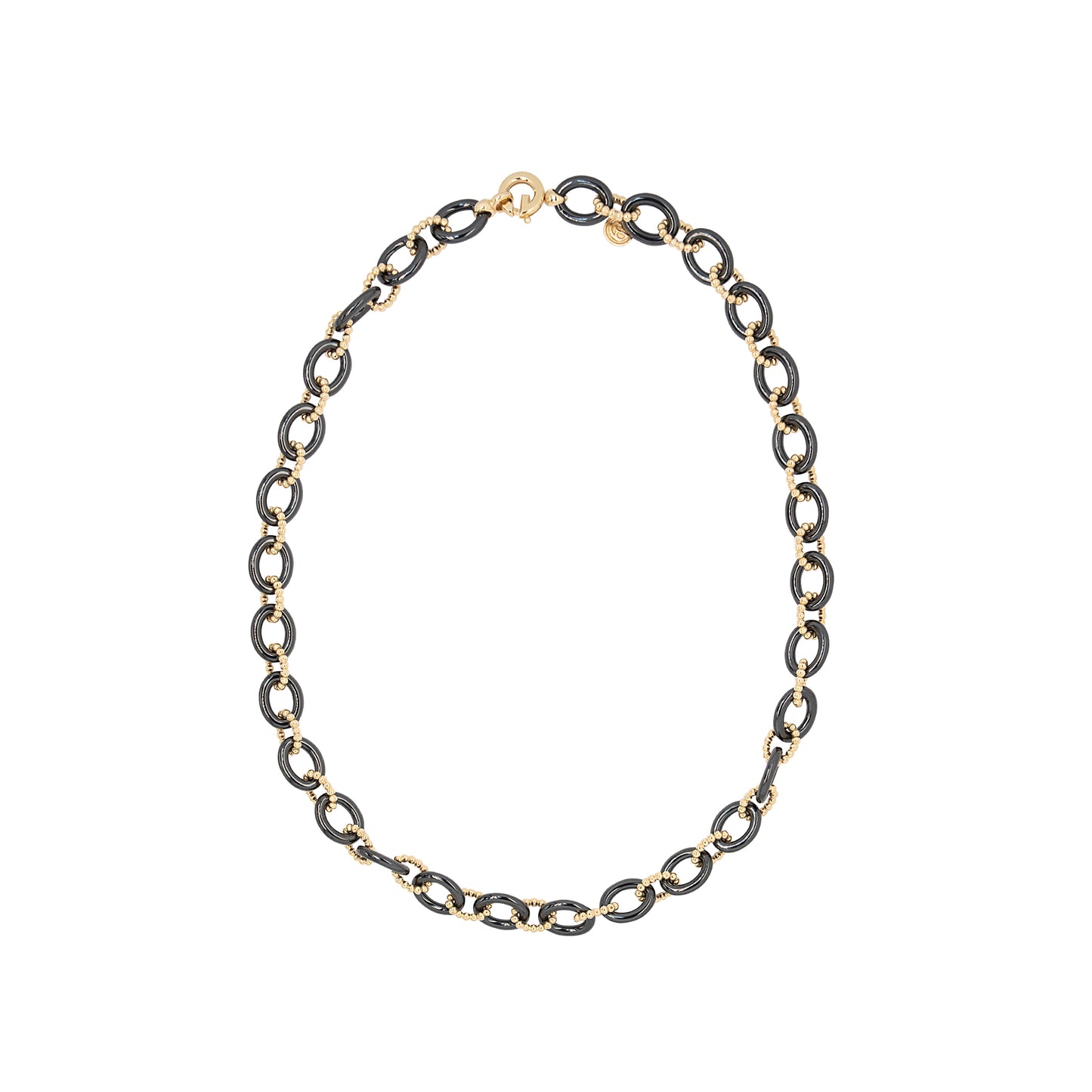 Gabriel & Co. 14k Yellow Gold and Black Oval Ceramic Chain Necklace