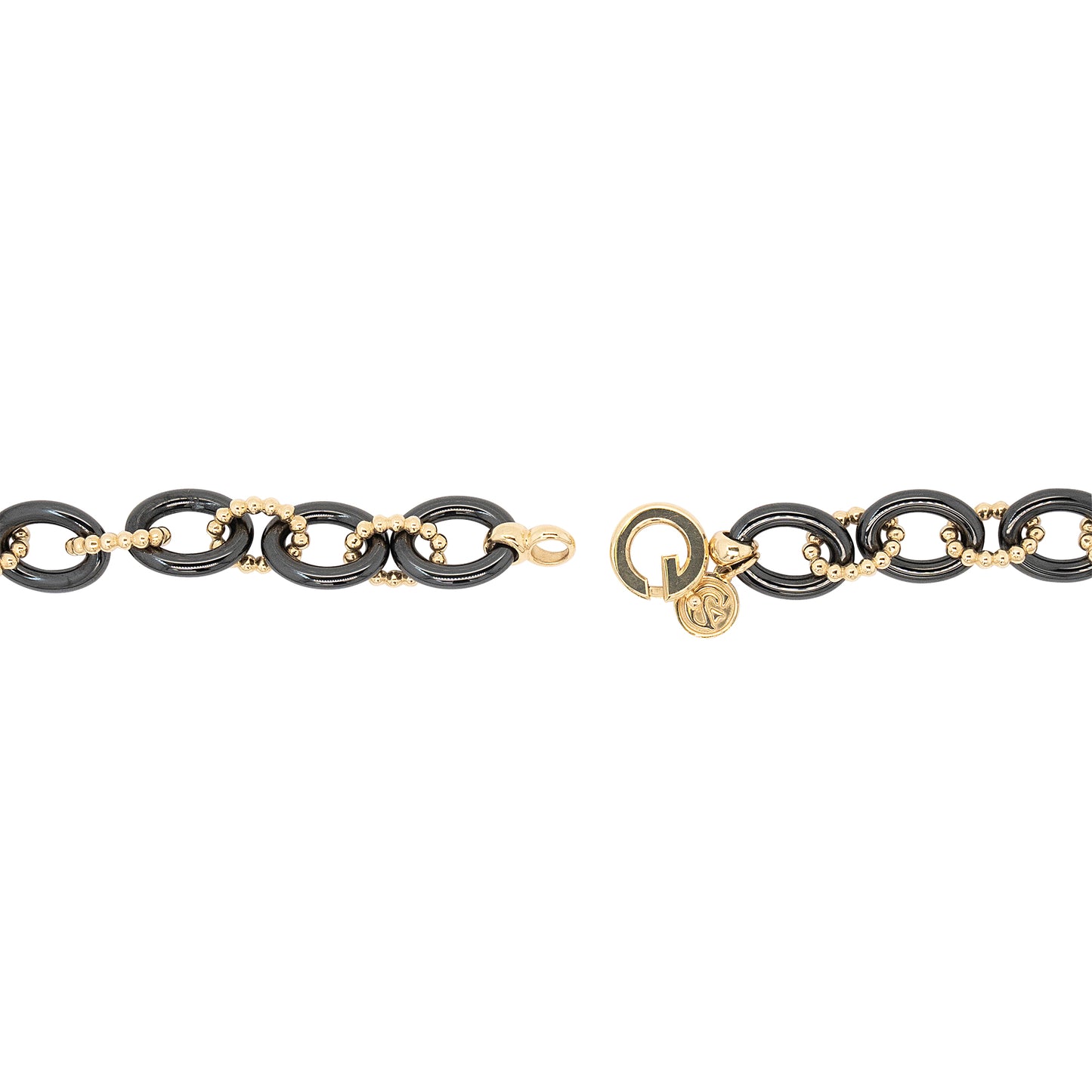 Gabriel & Co. 14k Yellow Gold and Black Oval Ceramic Chain Necklace