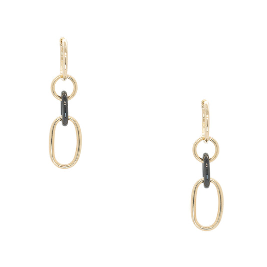 Gabriel & Co. 14k Yellow Gold and Black Oval Ceramic Drop Earrings
