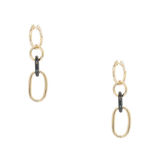 Gabriel & Co. 14k Yellow Gold and Black Oval Ceramic Drop Earrings