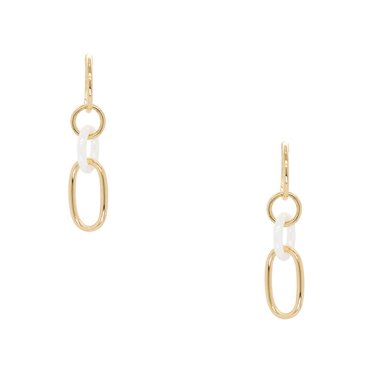 Gabriel & Co. 14k Yellow Gold and White Oval Ceramic Drop Earrings