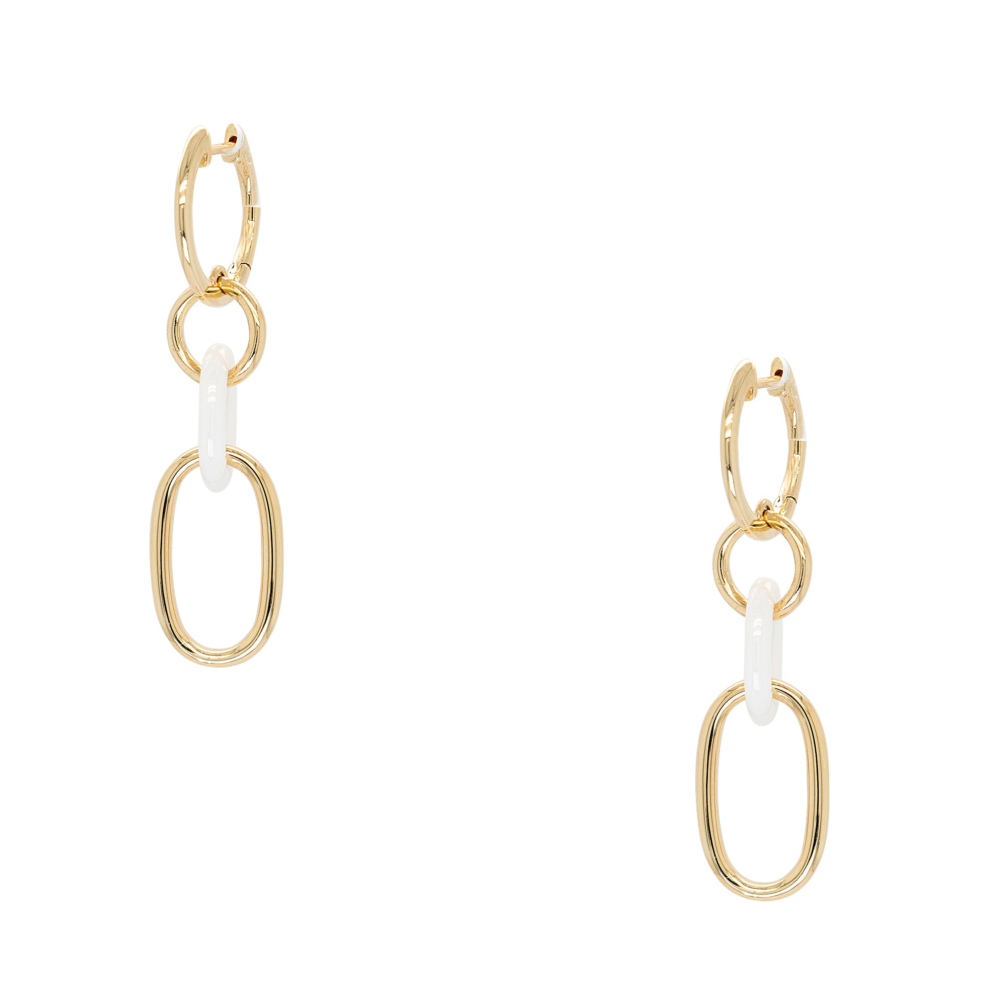 Gabriel & Co. 14k Yellow Gold and White Oval Ceramic Drop Earrings