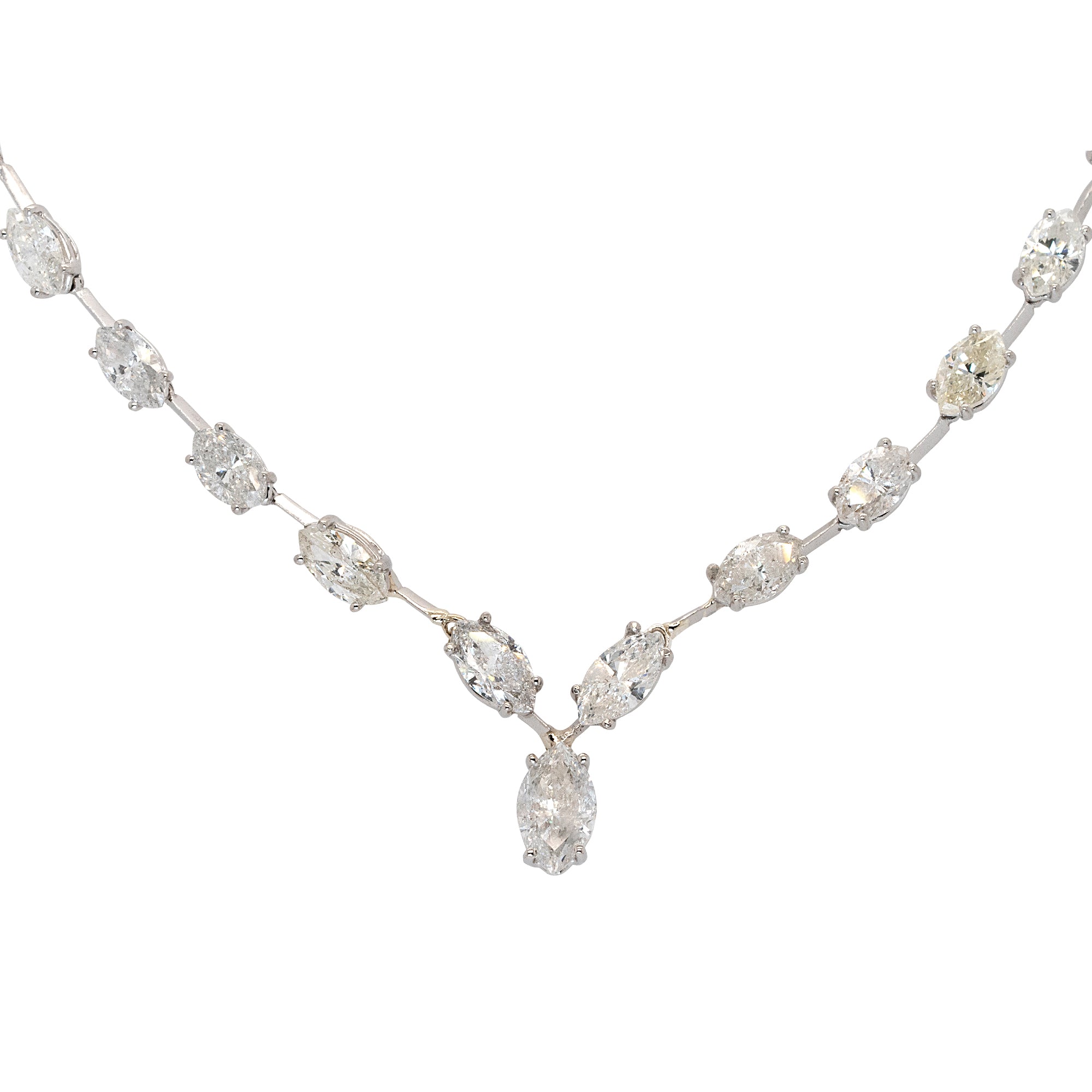 Platinum 14.05ctw Marquise Cut Diamond Necklace