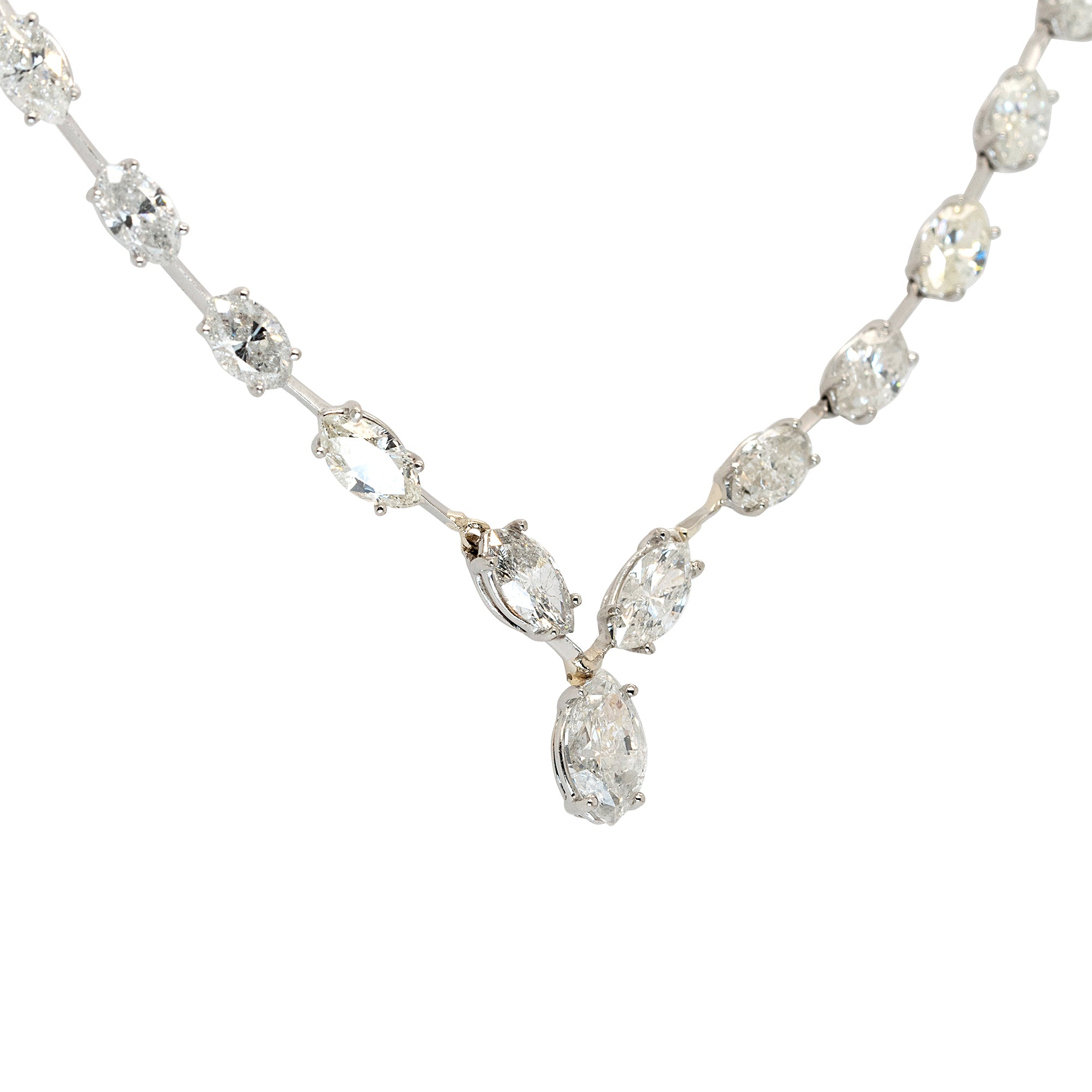 Platinum 14.05ctw Marquise Cut Diamond Necklace
