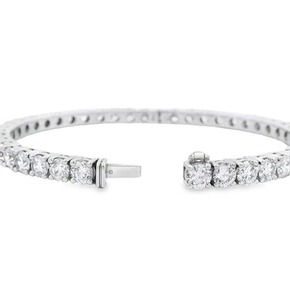 18k White Gold 10.5ctw Round Brilliant Diamond Tennis Bangle Bracelet