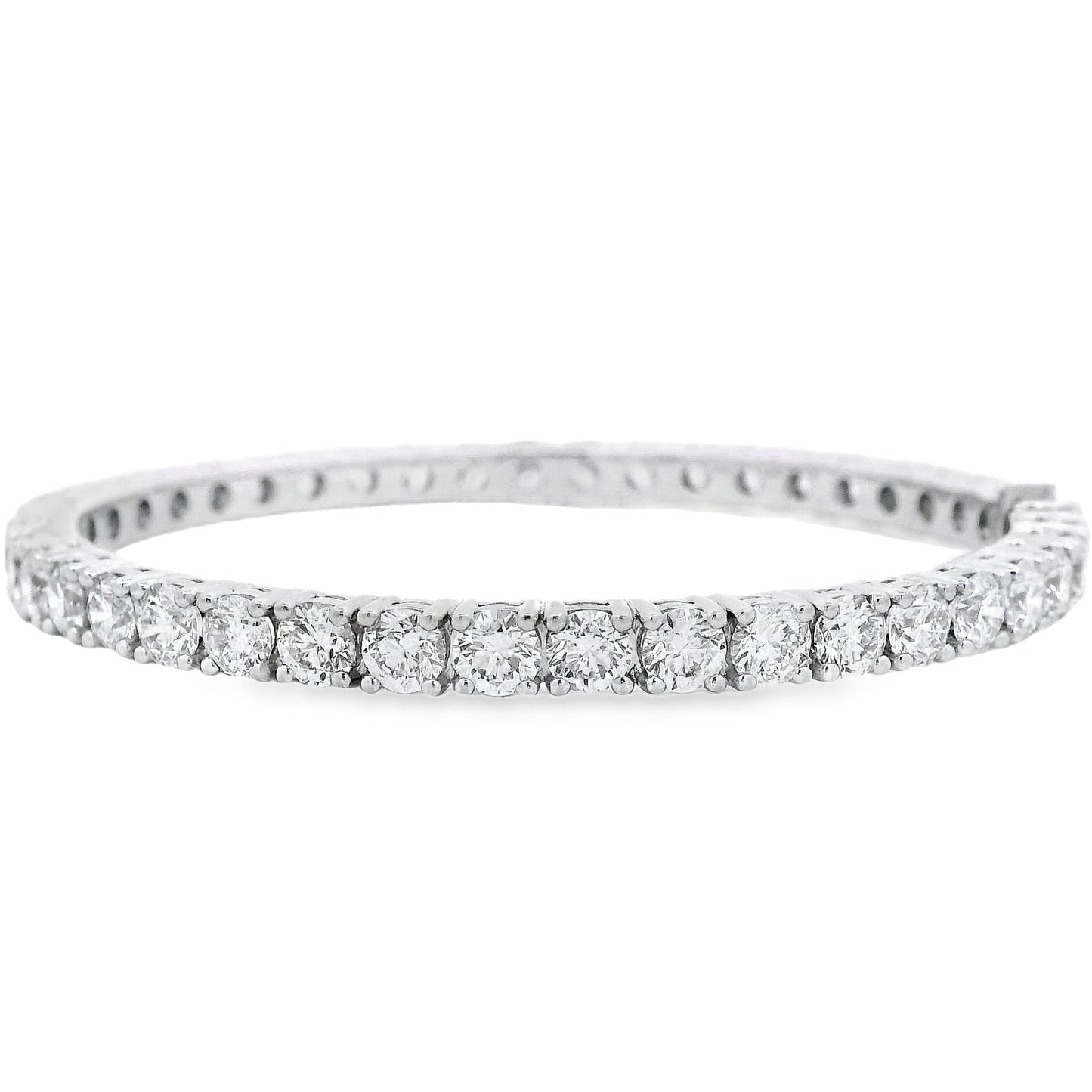 18k White Gold 10.5ctw Round Brilliant Diamond Tennis Bangle Bracelet
