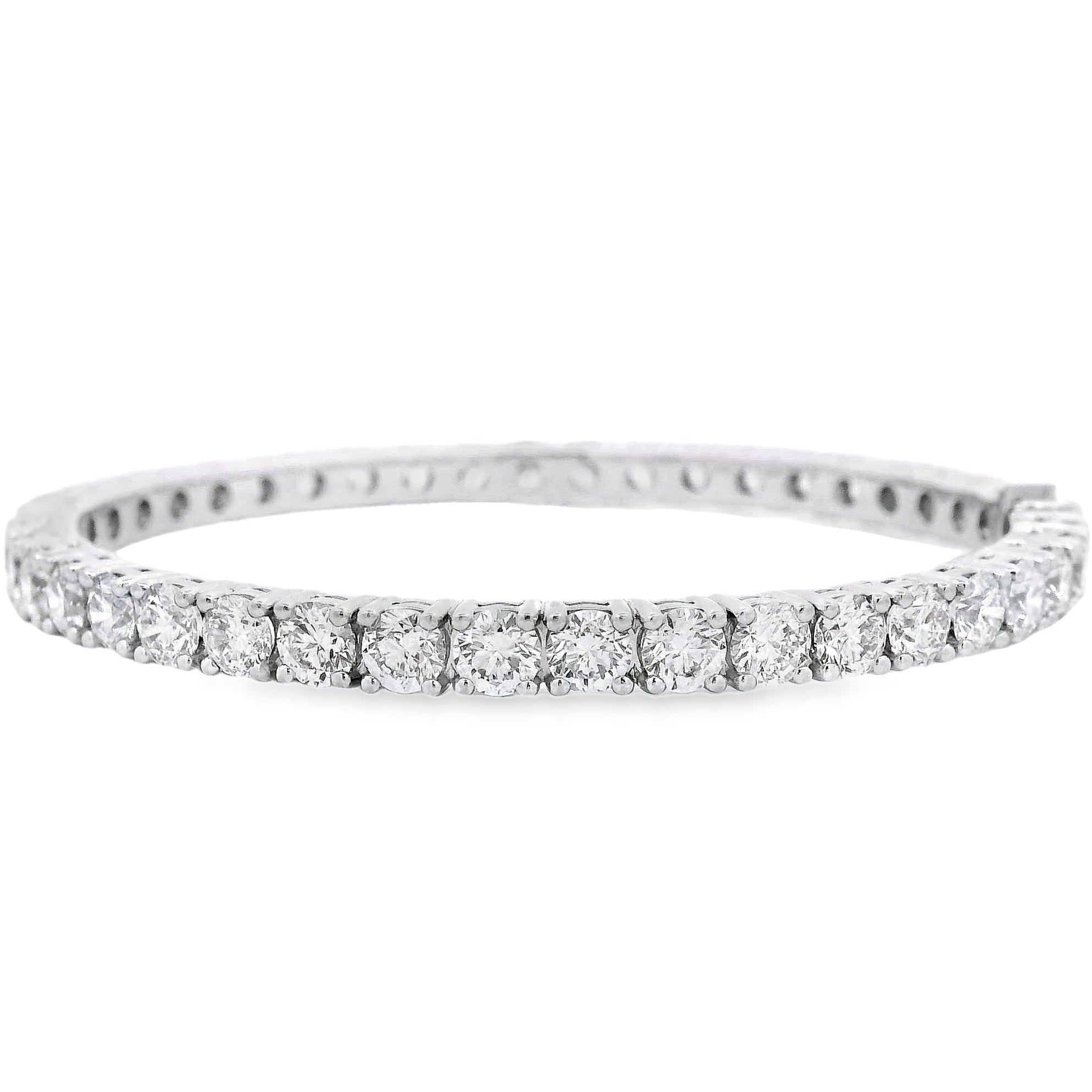 18k White Gold 10.5ctw Round Brilliant Diamond Tennis Bangle Bracelet