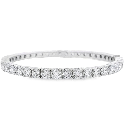 18k White Gold 10.5ctw Round Brilliant Diamond Tennis Bangle Bracelet