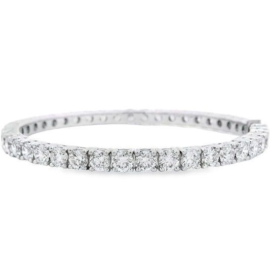18k White Gold 10.5ctw Round Brilliant Diamond Tennis Bangle Bracelet
