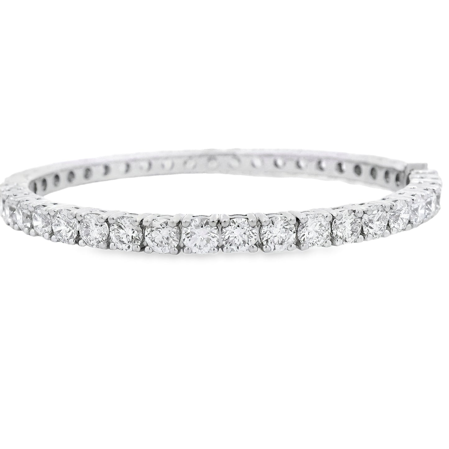 18k White Gold 10.5ctw Round Brilliant Diamond Tennis Bangle Bracelet
