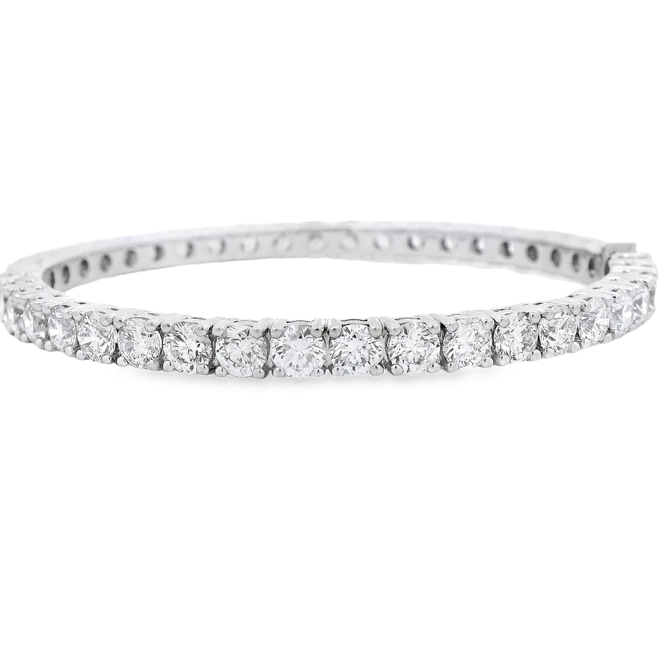 18k White Gold 10.5ctw Round Brilliant Diamond Tennis Bangle Bracelet