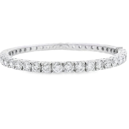 18k White Gold 10.5ctw Round Brilliant Diamond Tennis Bangle Bracelet