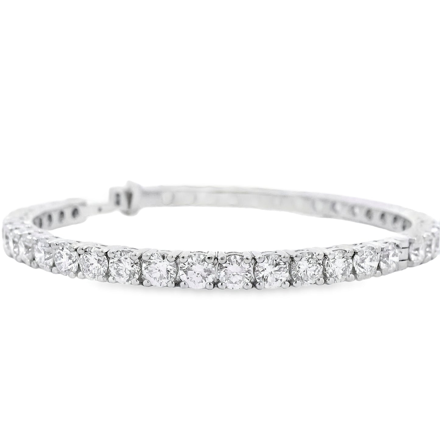 18k White Gold 10.5ctw Round Brilliant Diamond Tennis Bangle Bracelet
