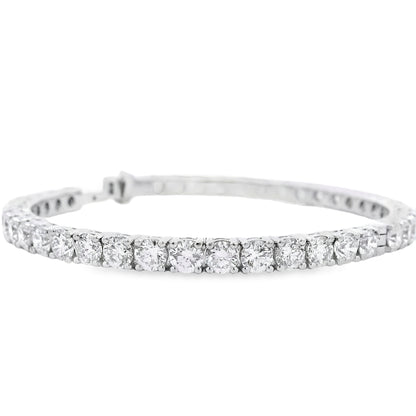 18k White Gold 10.5ctw Round Brilliant Diamond Tennis Bangle Bracelet