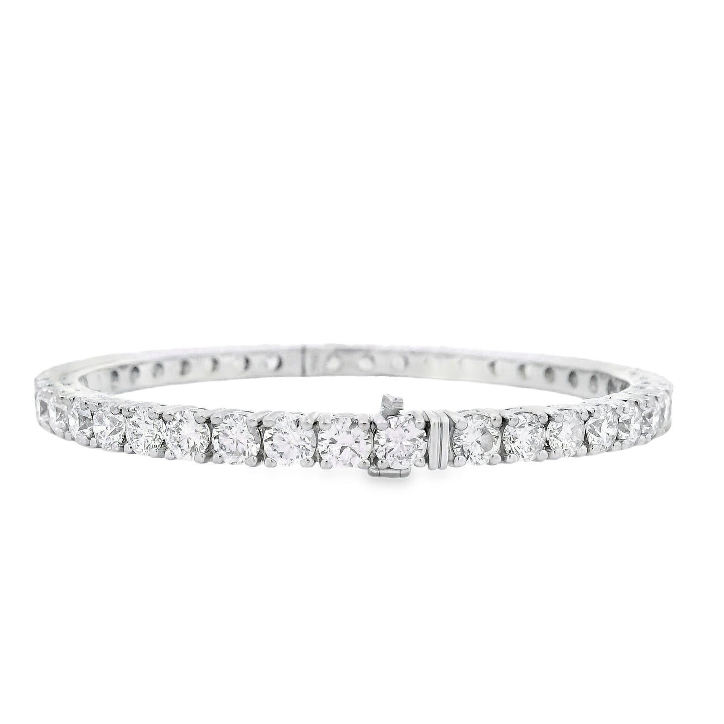 18k White Gold 10.5ctw Round Brilliant Diamond Tennis Bangle Bracelet