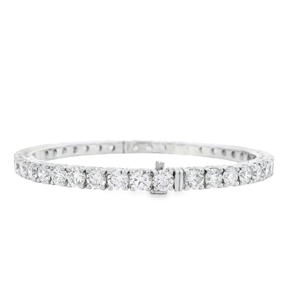 18k White Gold 10.5ctw Round Brilliant Diamond Tennis Bangle Bracelet