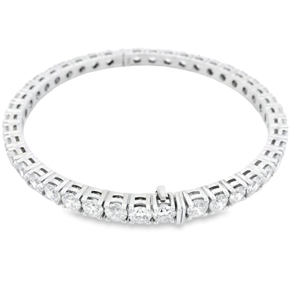 18k White Gold 10.5ctw Round Brilliant Diamond Tennis Bangle Bracelet