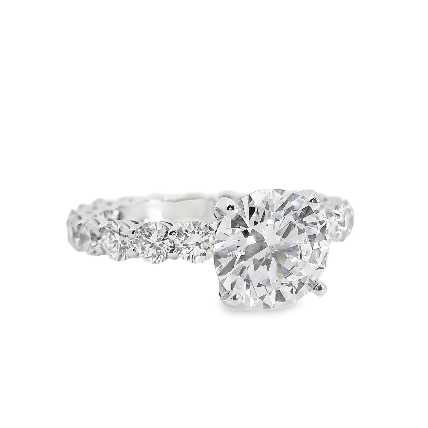 18k White Gold 2.02ct Round Brilliant Natural Diamond Engagement Ring