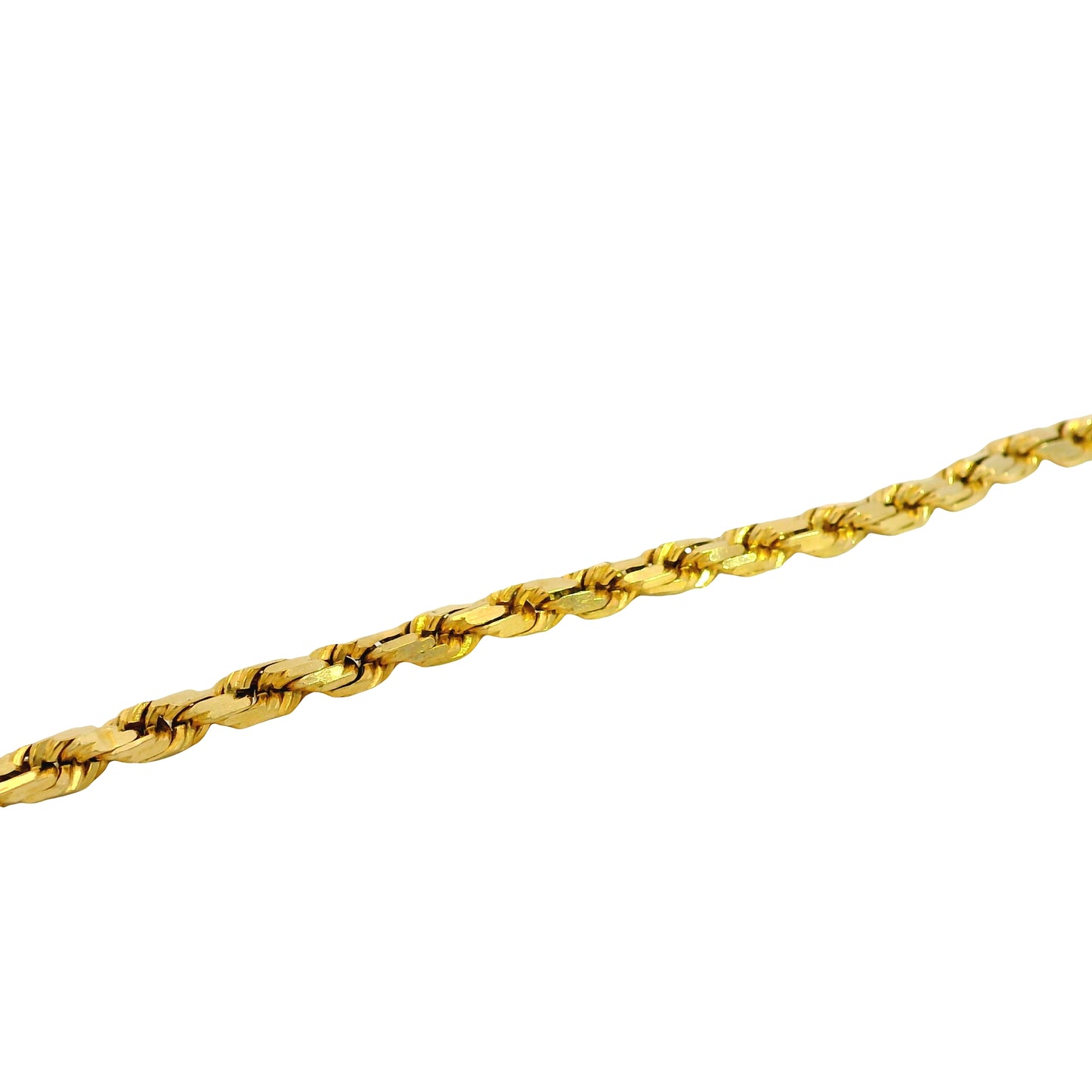 Gold rope chain on a white background