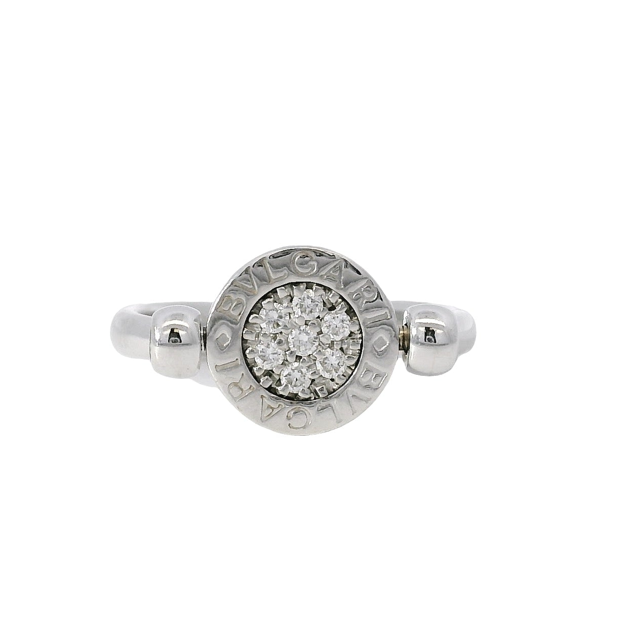 Bvlgari 18k White Gold 0.04ctw Diamond Flip Ring