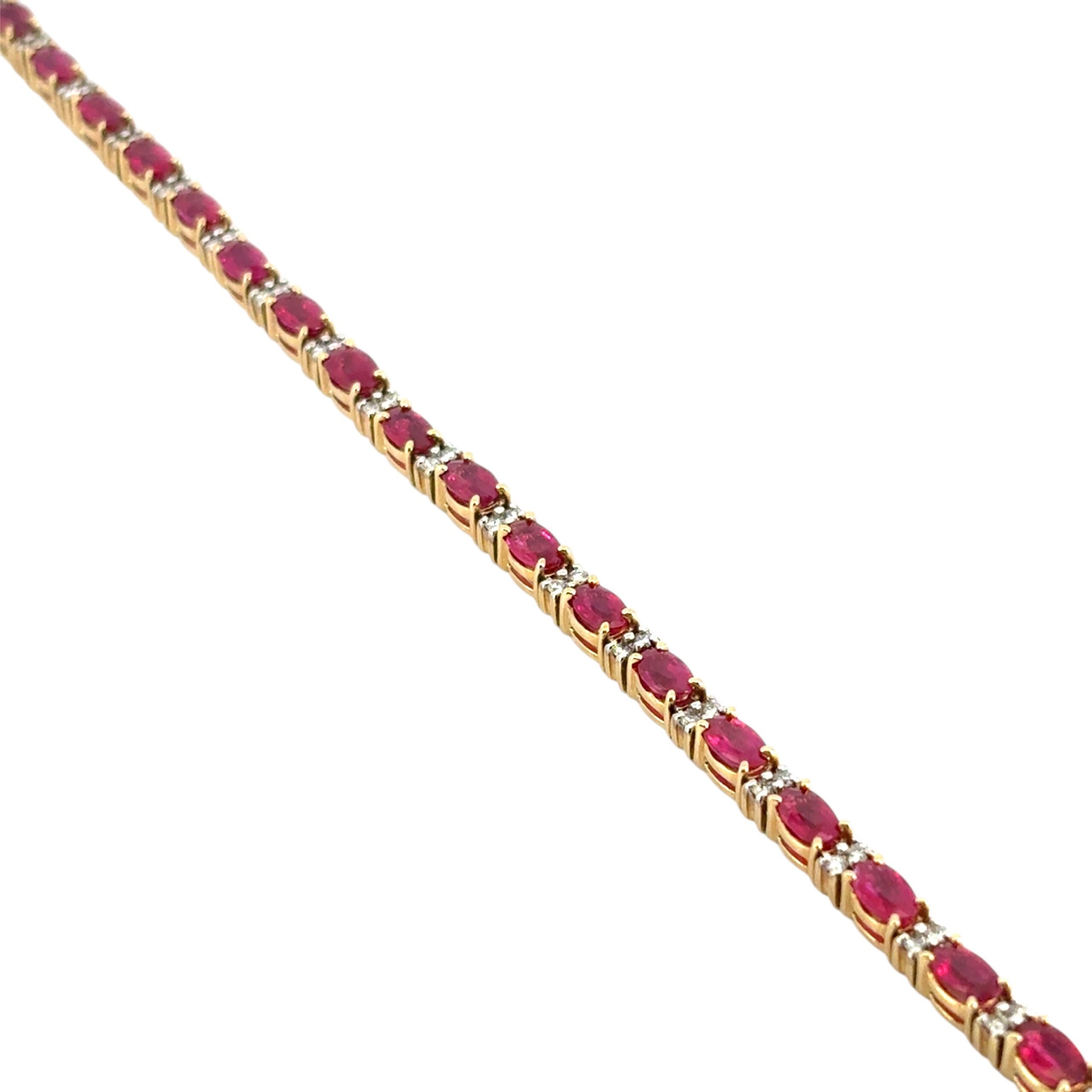 14k Yellow Gold 6.72ctw Ruby and 0.32ctw Diamond Bracelet
