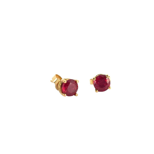 14k Yellow Gold Ruby Earring Studs 