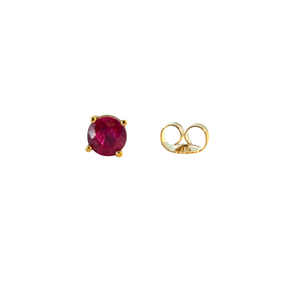 14k Yellow Gold Ruby Earring Studs 