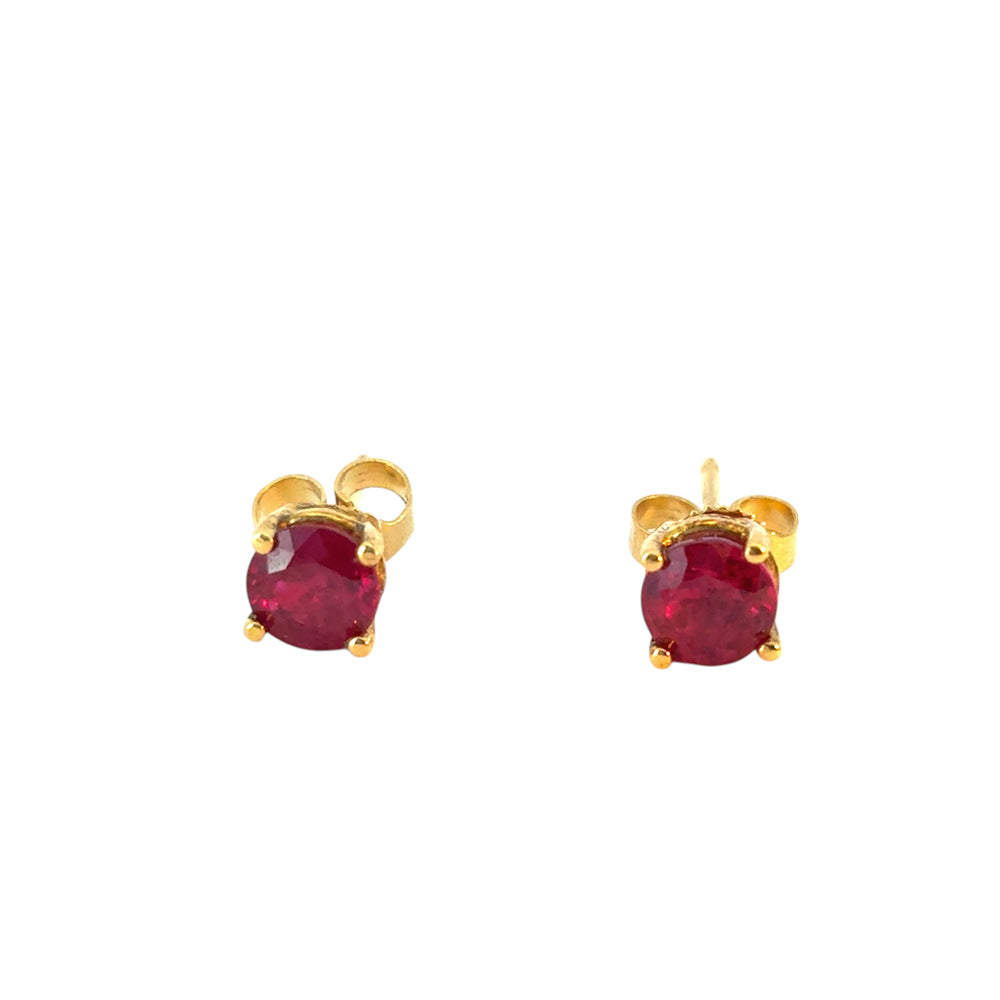 14k Yellow Gold Ruby Earring Studs 