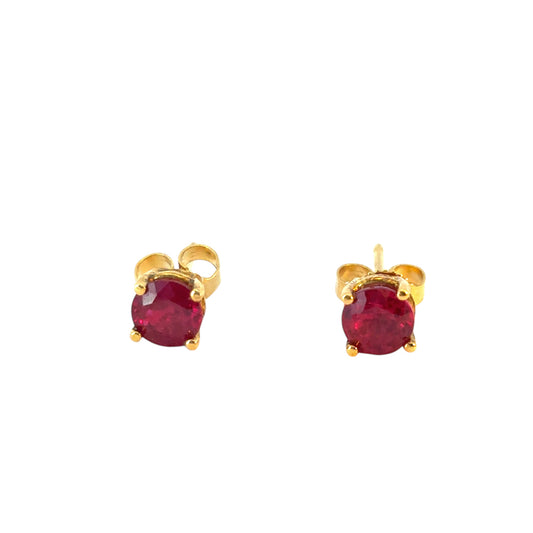 14k Yellow Gold Ruby Earring Studs 