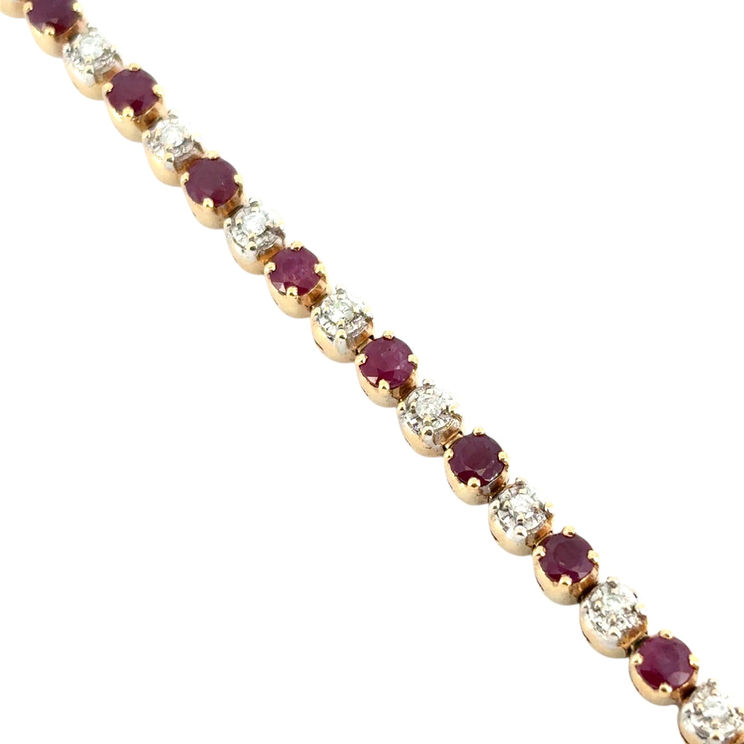 14k Yellow Gold 5.98ctw Natural Round Brilliant Diamond and Ruby Bracelet