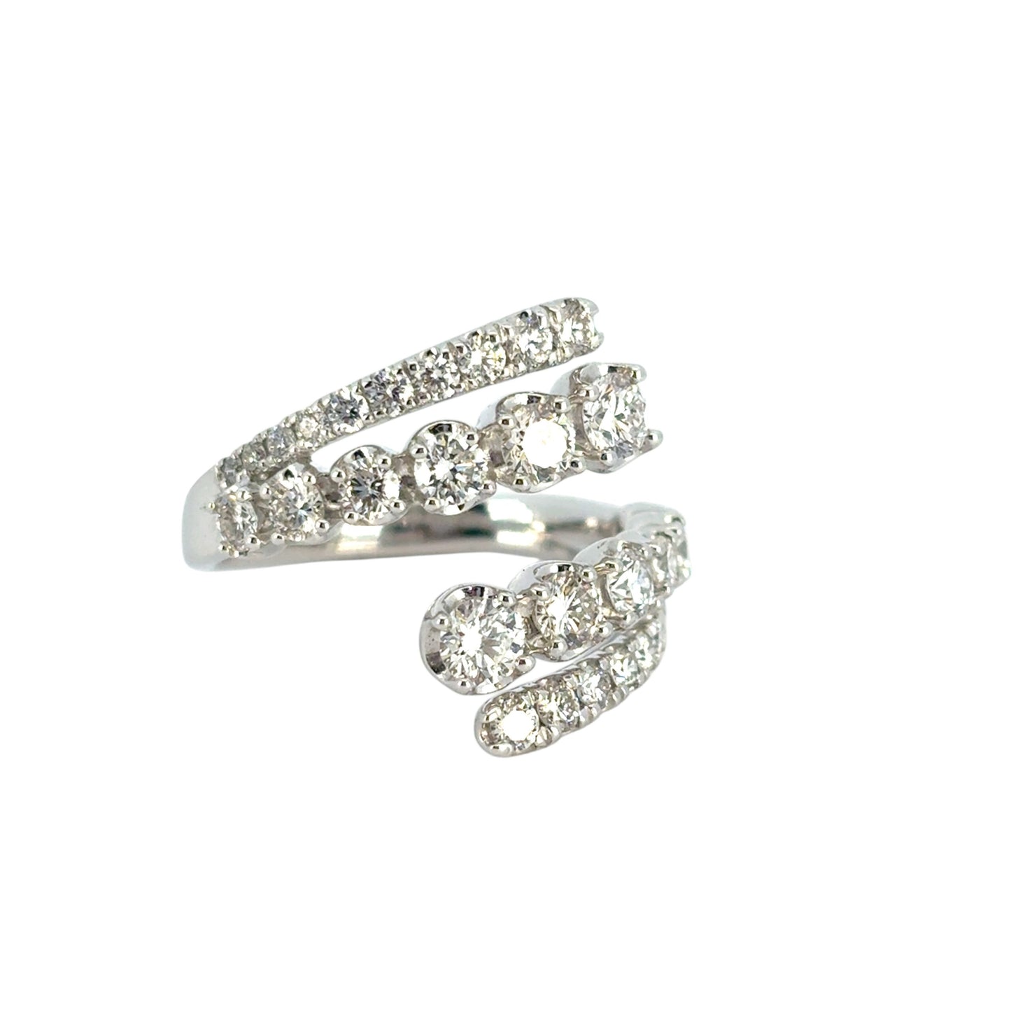 Gabriel and Co. 14k White Gold Double Row 1.48ctw Diamond Bypass Ladies Ring