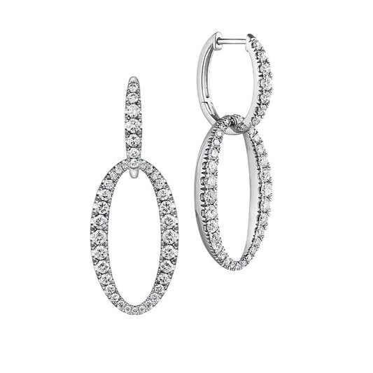 Gabriel and Co. 18k White Gold Natural Round Brilliant Diamond Link Huggie Earrings