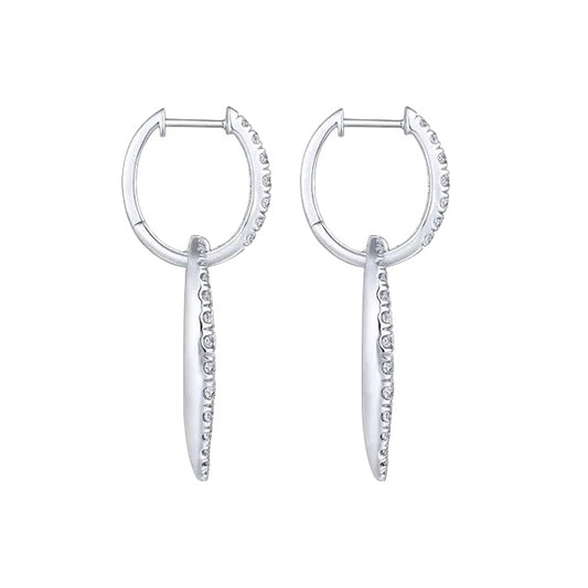 Gabriel and Co. 18k White Gold Natural Round Brilliant Diamond Link Huggie Earrings