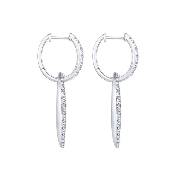 Gabriel and Co. 18k White Gold Natural Round Brilliant Diamond Link Huggie Earrings