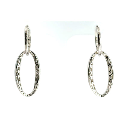 Gabriel and Co. 18k White Gold Natural Round Brilliant Diamond Link Huggie Earrings