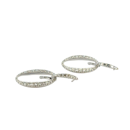 Gabriel and Co. 18k White Gold Natural Round Brilliant Diamond Link Huggie Earrings